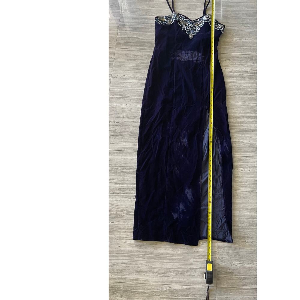 Vintage Deep Purple Velvet Long Dress Size 11/12 Whimsigoth Farygoth Prom Hoco - Picture 6 of 8